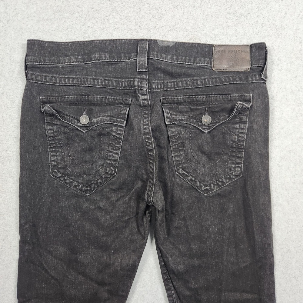 True Religion Jeans 38x32 Black Ricky Relaxed Straight Flap‎ Pocket